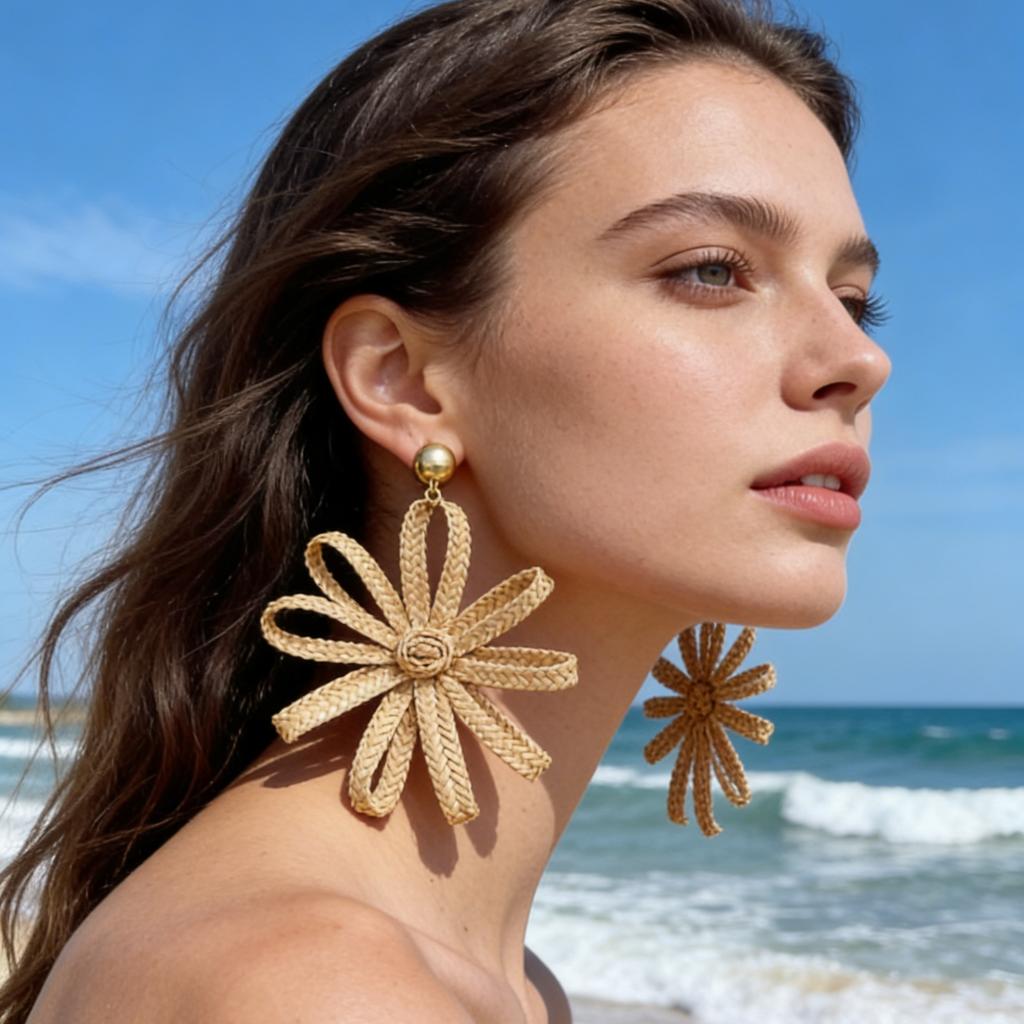 Coastal Bloom Woven Statement Earrings