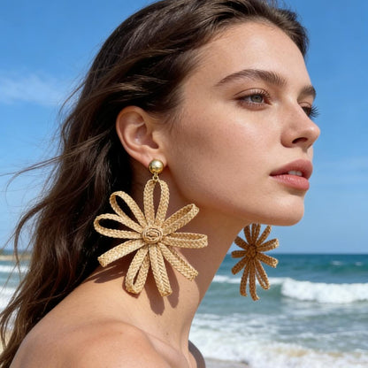 Coastal Bloom Woven Statement Earrings