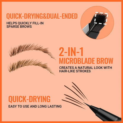 2-in-1 3D Hair-Stroke Brow Pen + Square Brush 🔥Natural “Microblading” Brows in Seconds — Even for Beginners ✅
