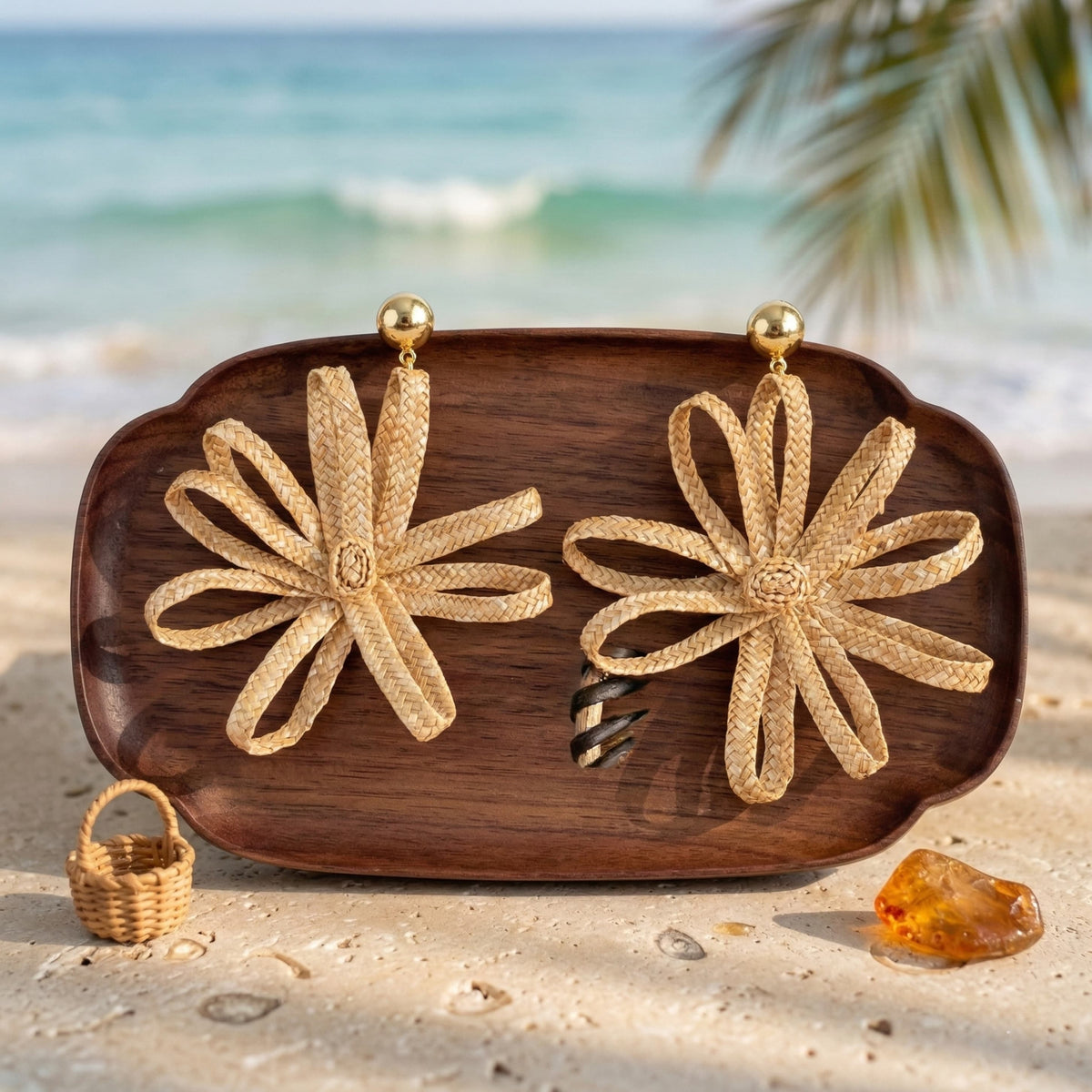 Coastal Bloom Woven Statement Earrings