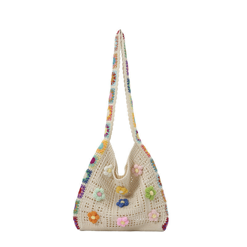 Handmade Floral Woven Shoulder Bag