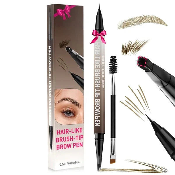 2-in-1 3D Hair-Stroke Brow Pen + Square Brush 🔥Natural “Microblading” Brows in Seconds — Even for Beginners ✅