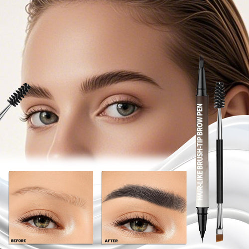2-in-1 3D Hair-Stroke Brow Pen + Square Brush 🔥Natural “Microblading” Brows in Seconds — Even for Beginners ✅