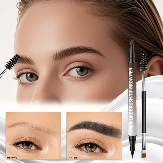 2-in-1 3D Hair-Stroke Brow Pen + Square Brush 🔥Natural “Microblading” Brows in Seconds — Even for Beginners ✅